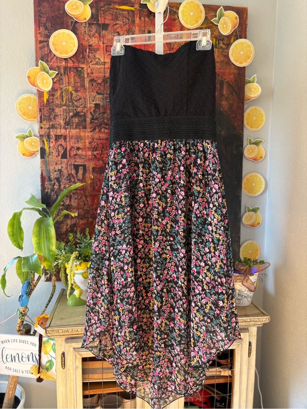 Strapless Floral Dress XL